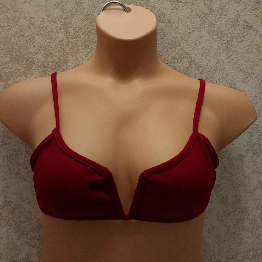 Zaful Burgundy Textured Bikini Top
